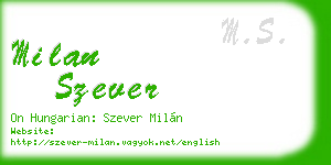 milan szever business card